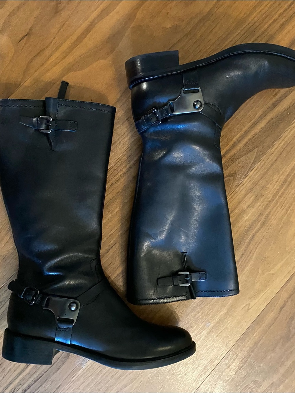 ECCO Black Leather Tall Riding Boots Size 37
